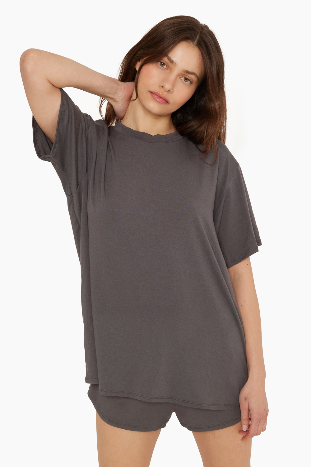 Sleep Jersey Übergroßes Boyfriend-Schlaf-T-Shirt – Graphit