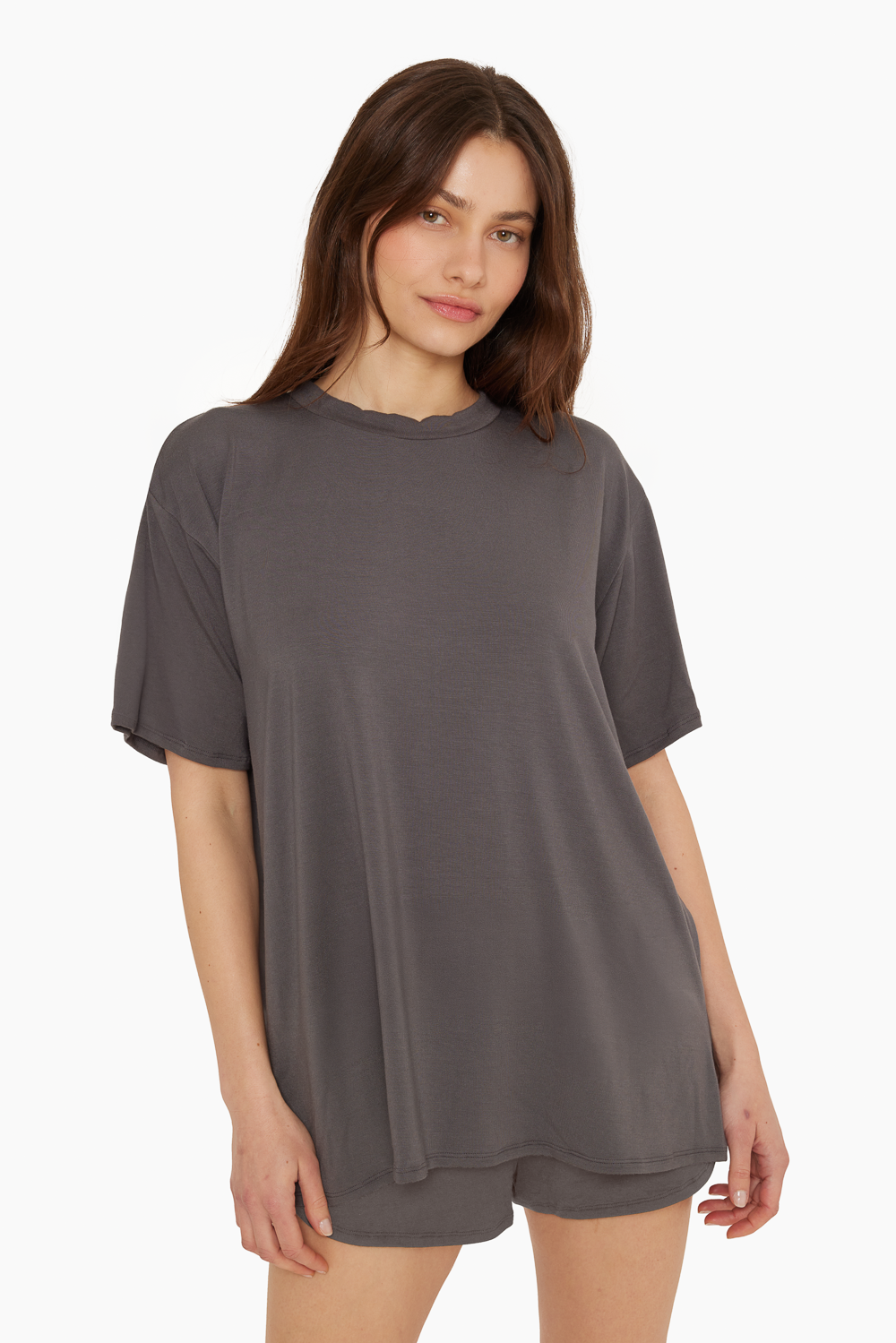 Sleep Jersey Übergroßes Boyfriend-Schlaf-T-Shirt – Graphit