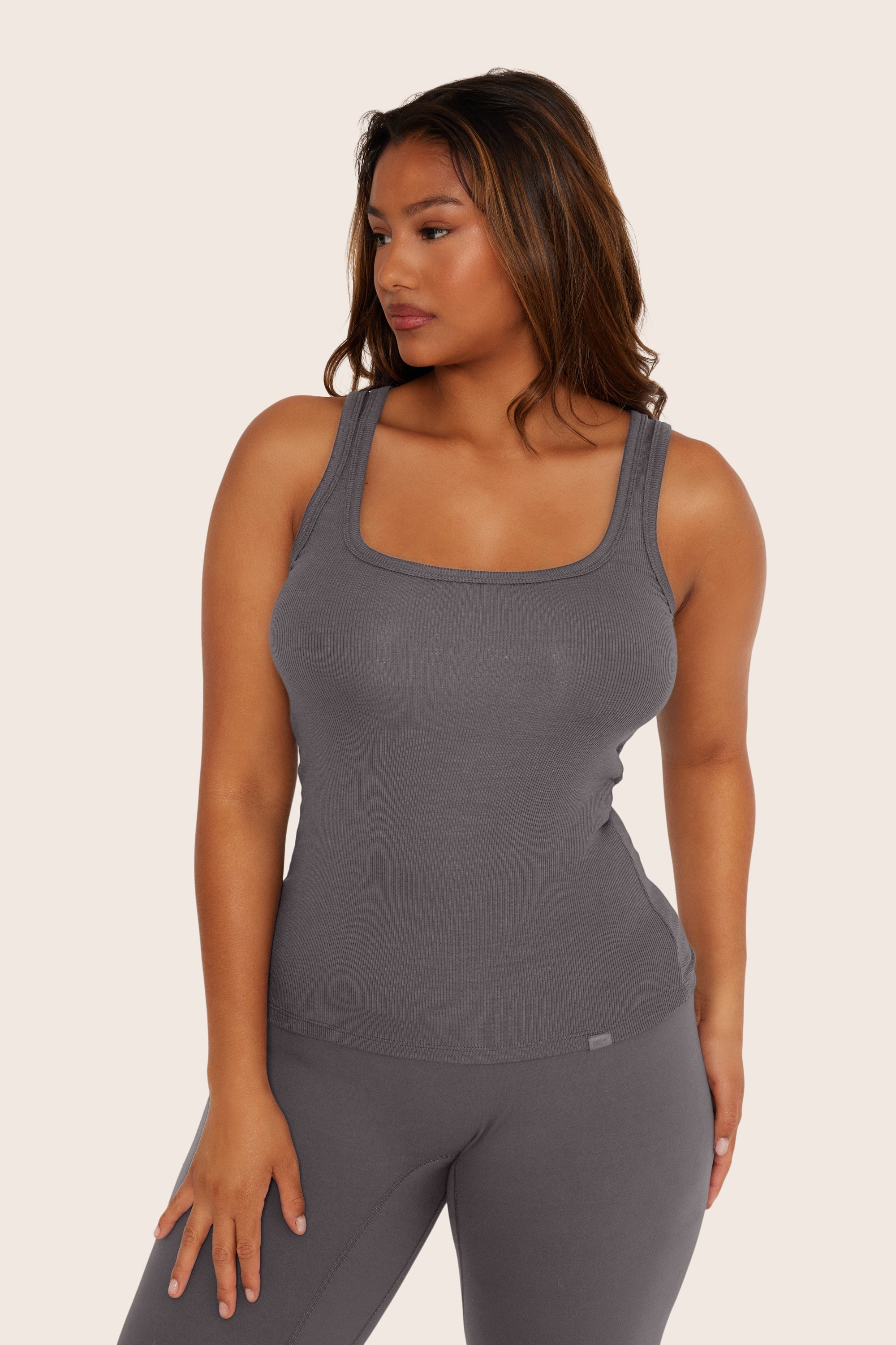 Geripptes Modal-Body-Tanktop – Graphit