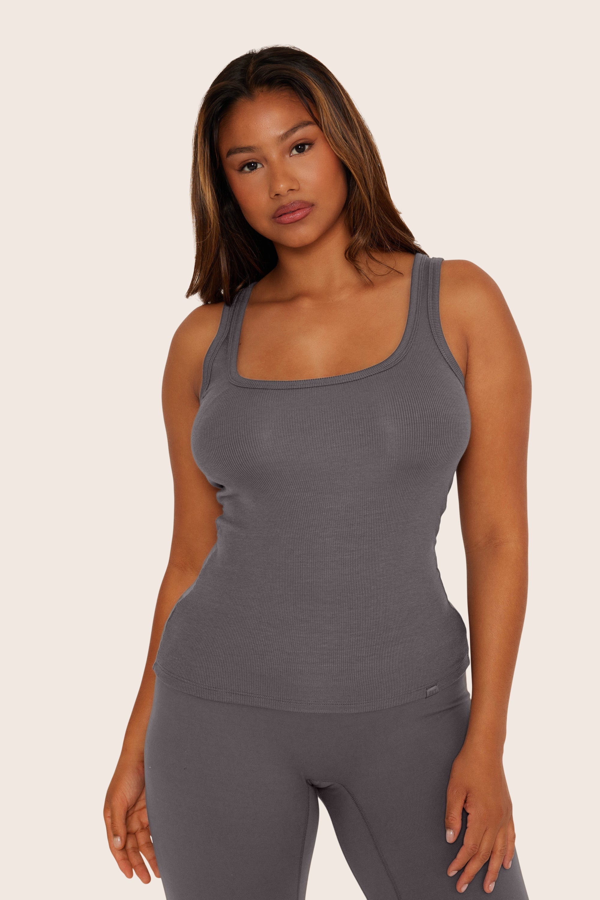 Geripptes Modal-Body-Tanktop – Graphit