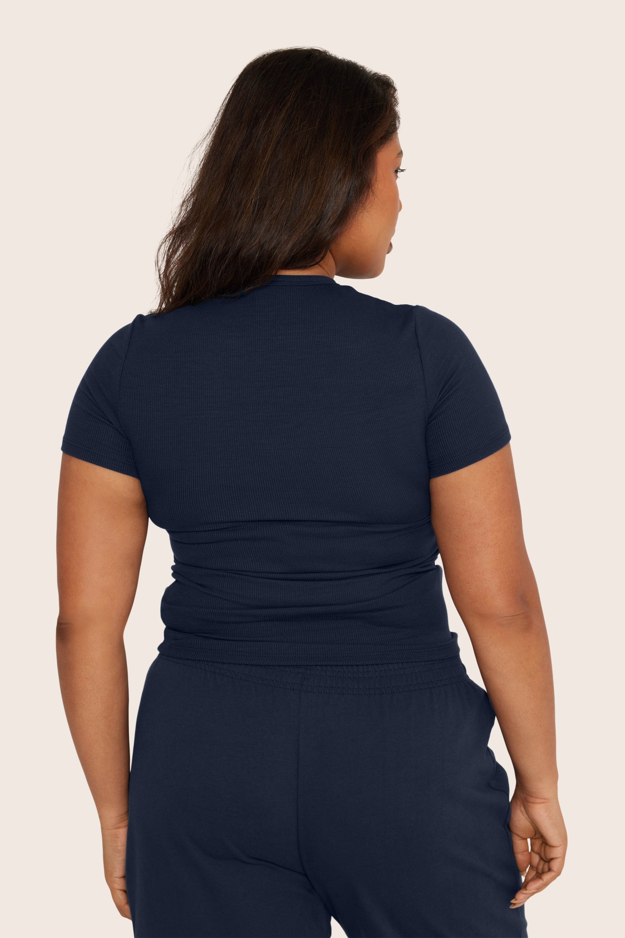 Geripptes Modal-Body-T-Shirt – Oxford